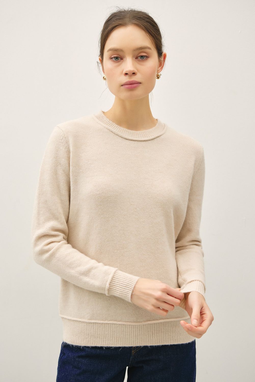 Out and About Classic Cut Sweater - Oatmeal