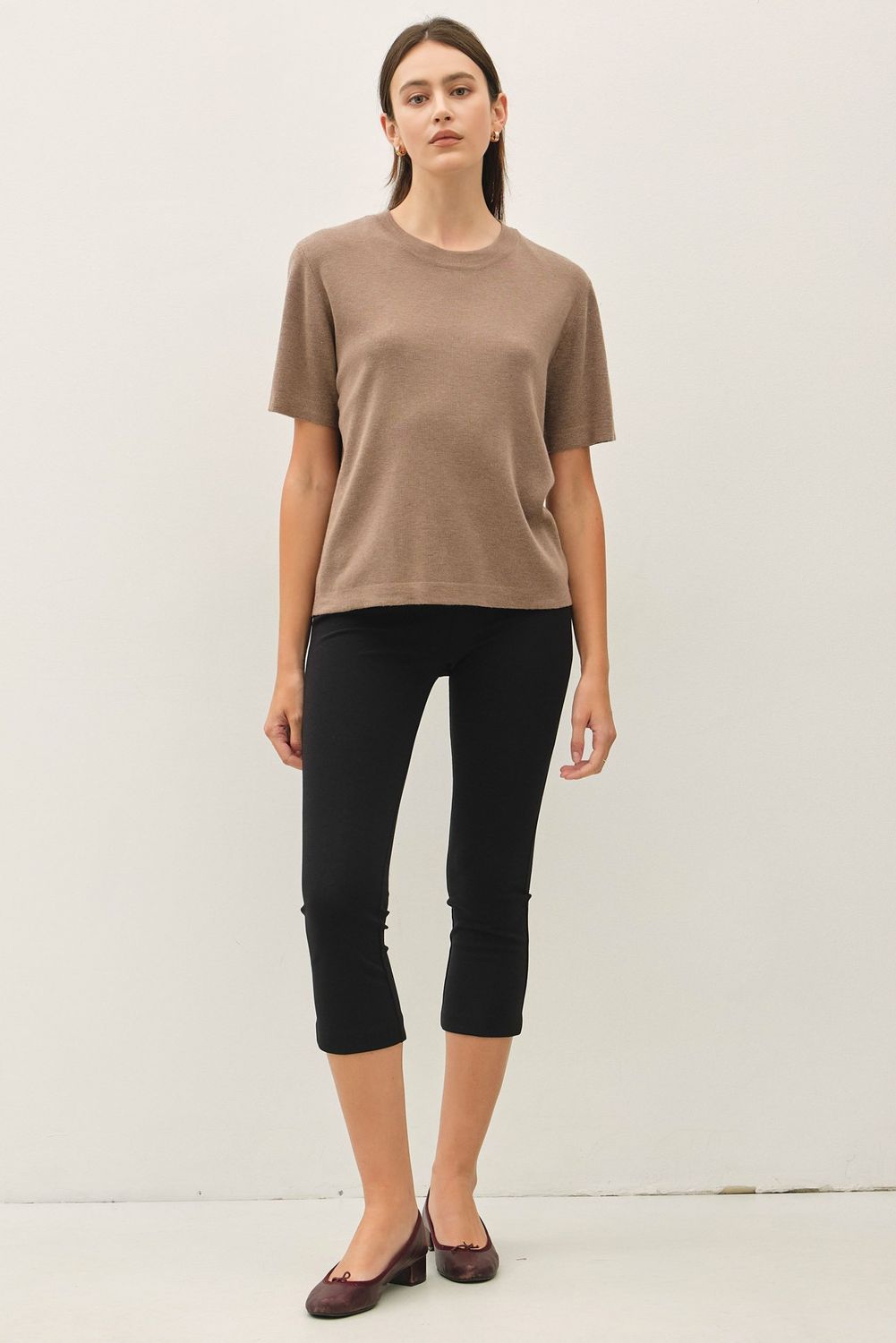 City Limits Loose Fit Short Sleeve Sweater - Mocha