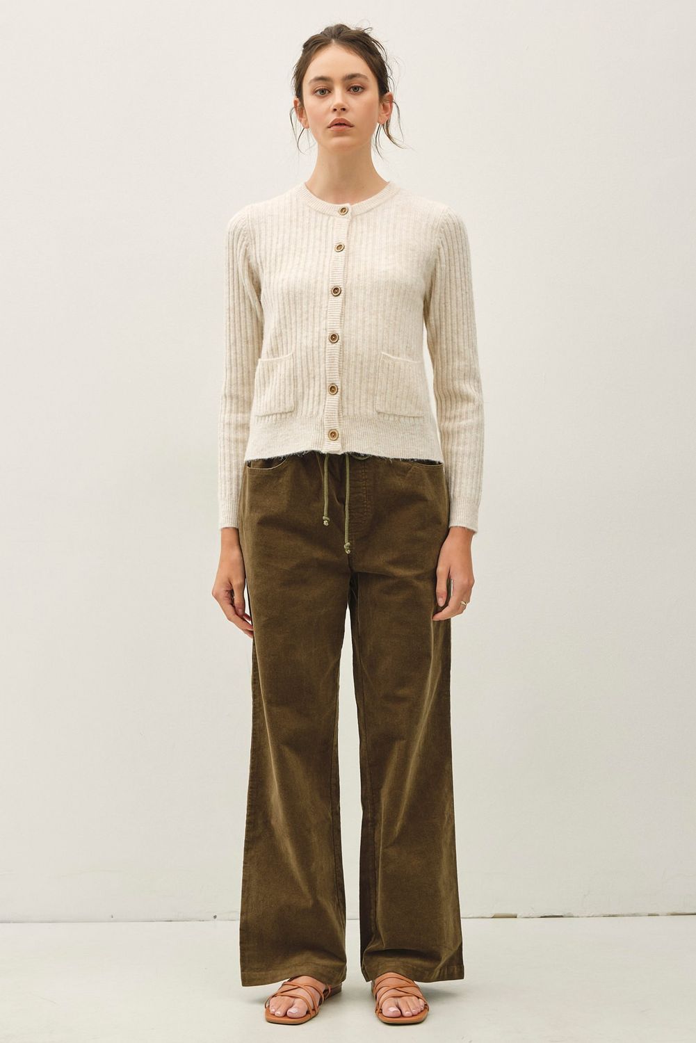 Easy Days Long Sleeve Wool Blend Cardigan - Oatmeal