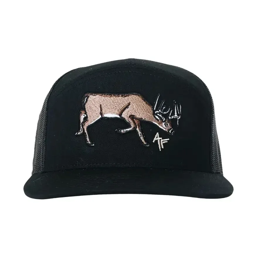 White Tail 7 Panel All Black Hat