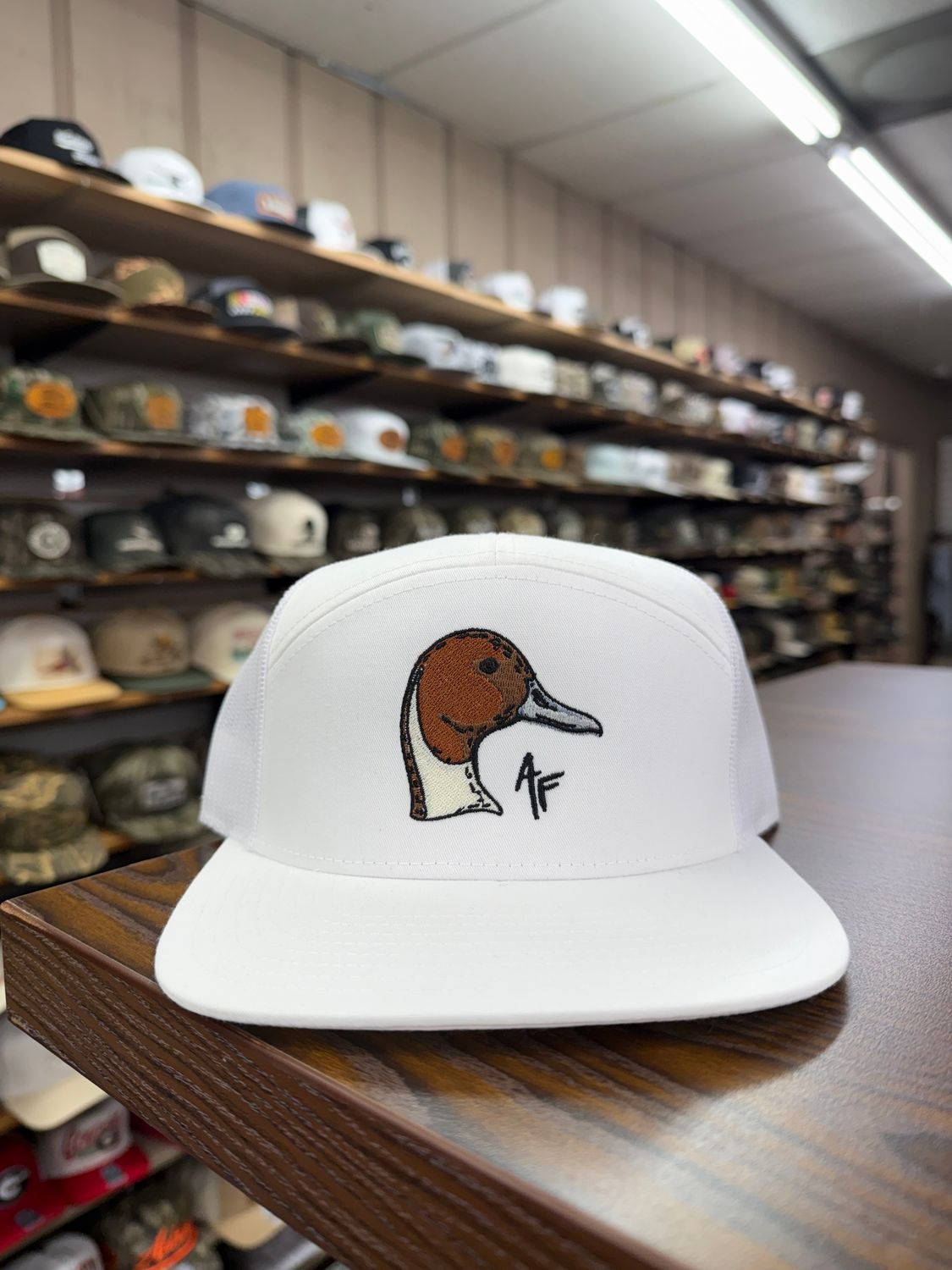 Pintail Duck Head - 7 Panel All White Hat