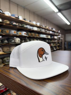 Pintail Duck Head - 7 Panel All White Hat