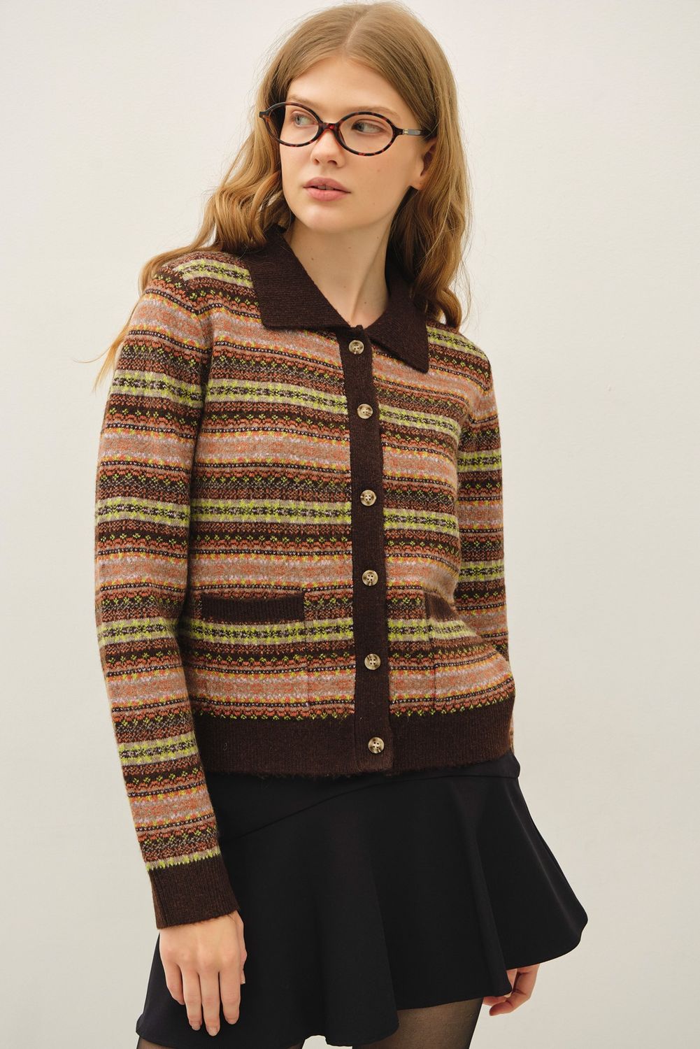 On the Layer Nordic Cardigan - Choco