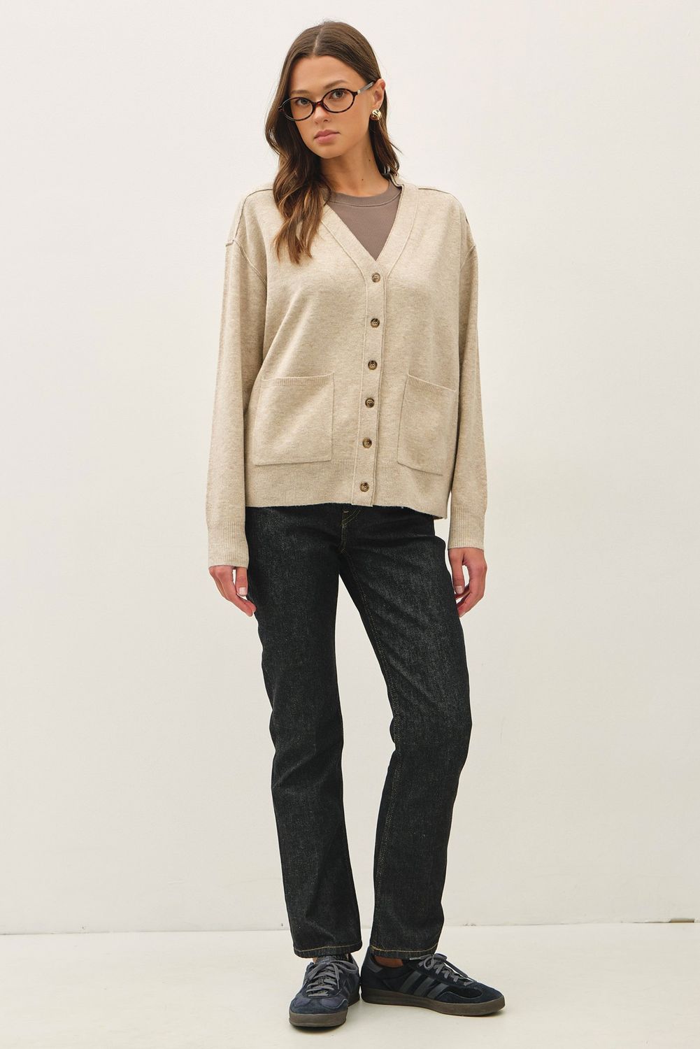 Everyday Layered Button Up Cardigan - Oatmeal