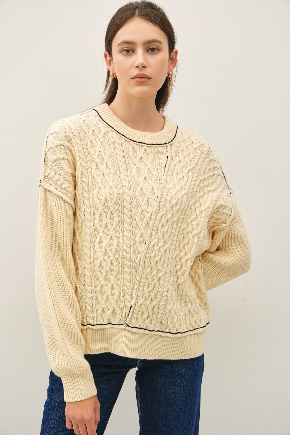 All Cozy Cable Knit Sweater - Natural