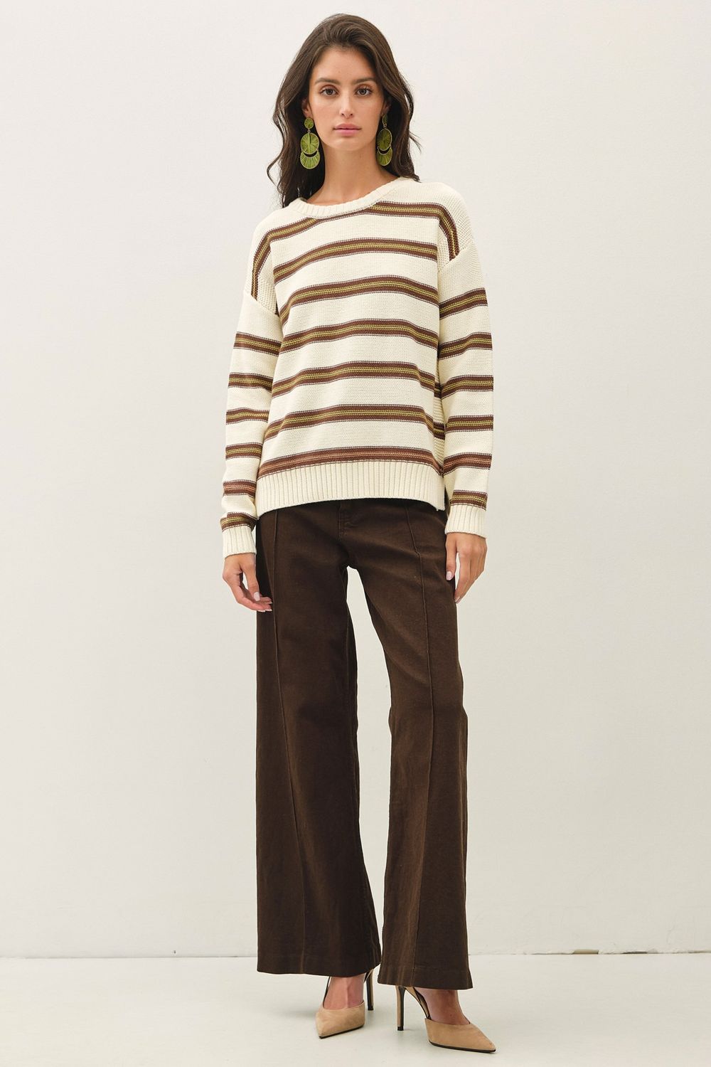 Around Town Crochet Sweater - Brown