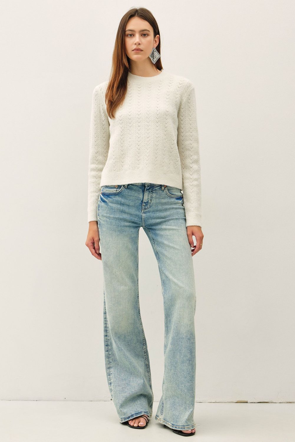 Keep It Simple Crochet Knit Sweater - Ivory