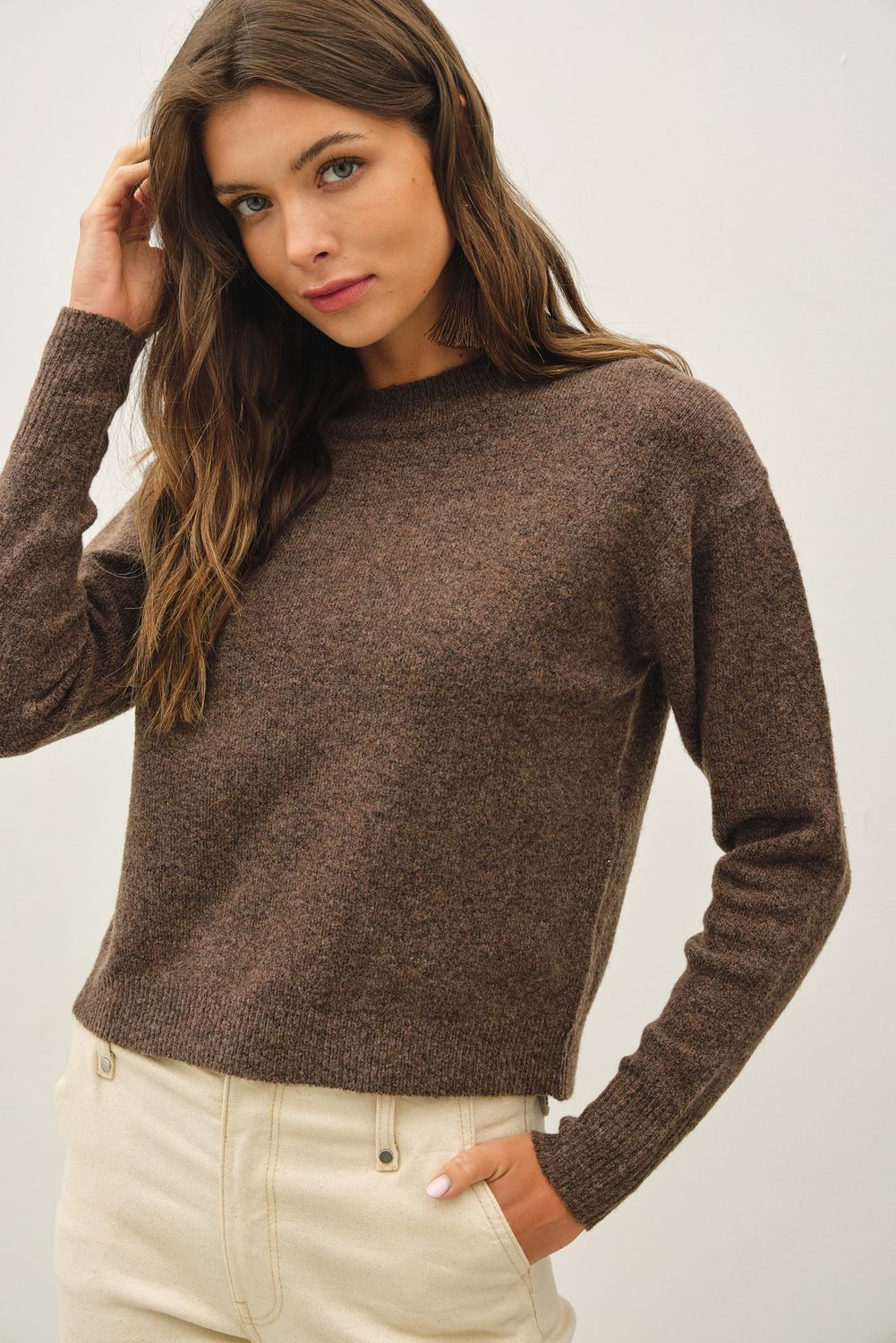 Easy Favorite Cropped Sweater - Brown