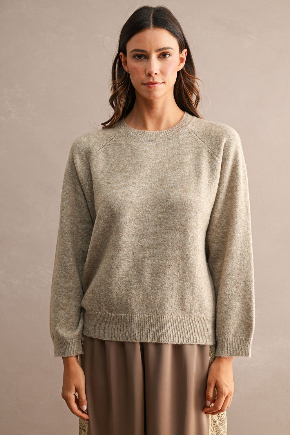 The Collection Raglan Sweater - Light Mocha