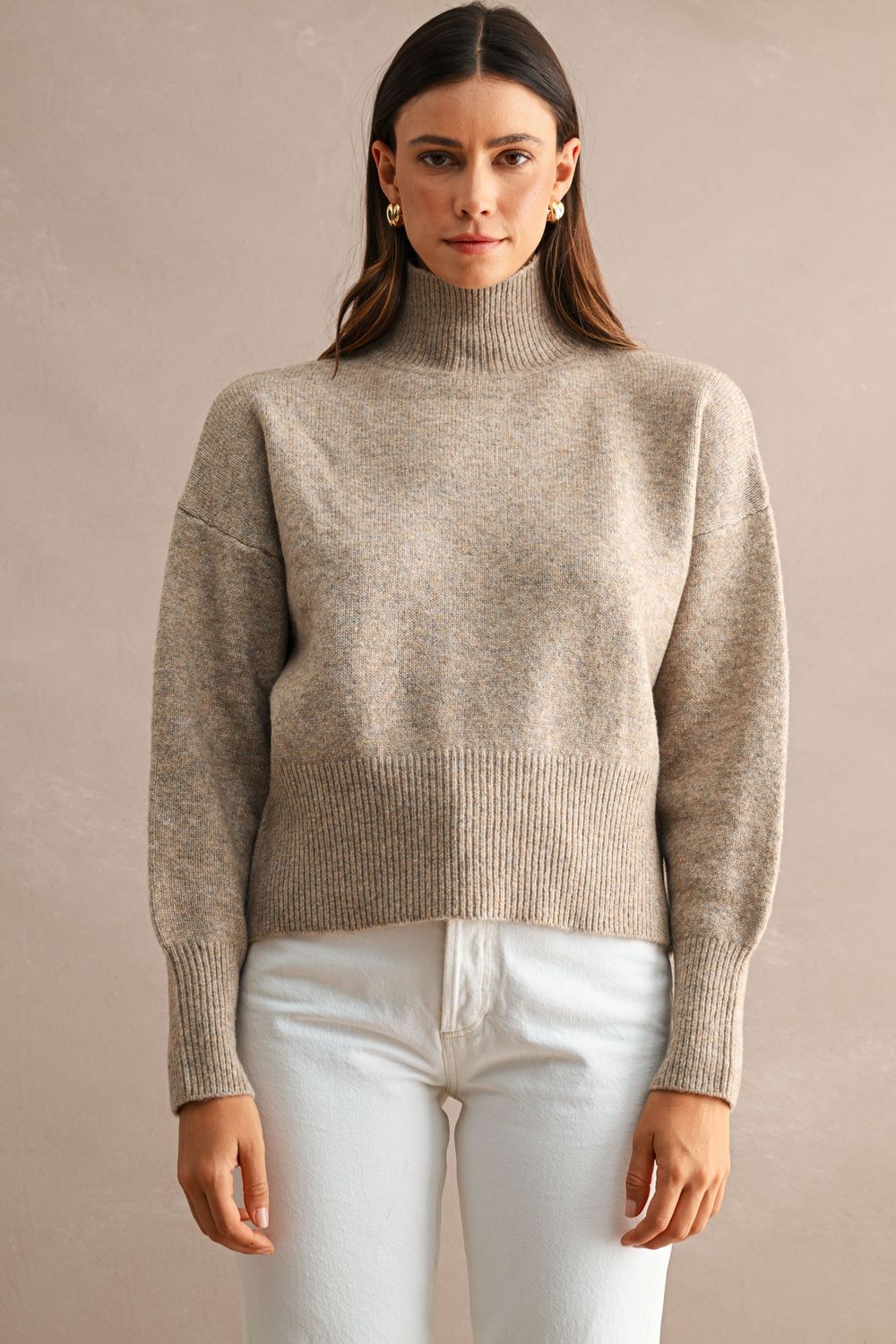 First Pick Mock Neck Sweater - Light Mocha