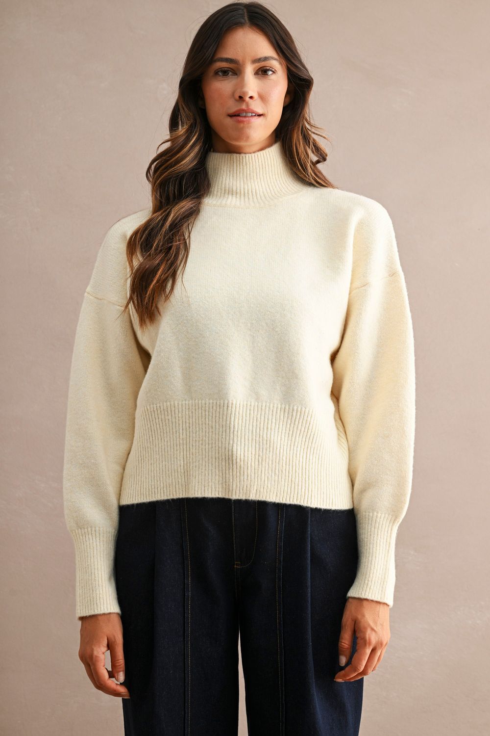 First Pick Mock Neck Sweater - Cream