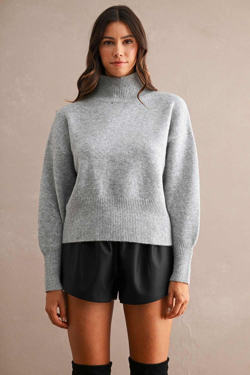 First Pick Mock Neck Sweater - Heather Grey