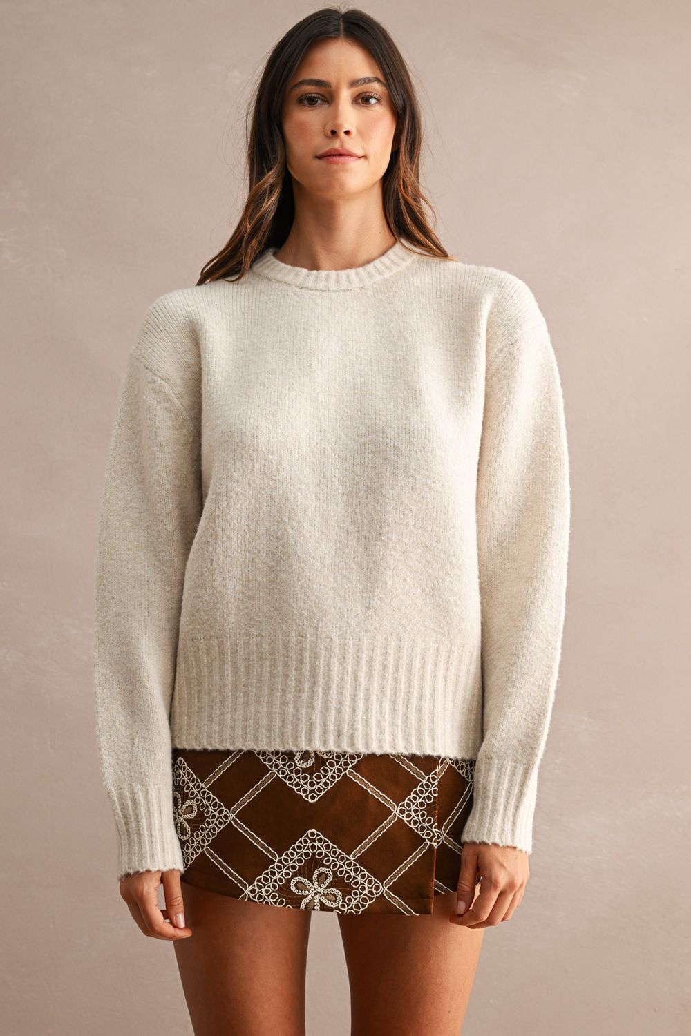 Trendy On The Go Sweater - Light Taupe