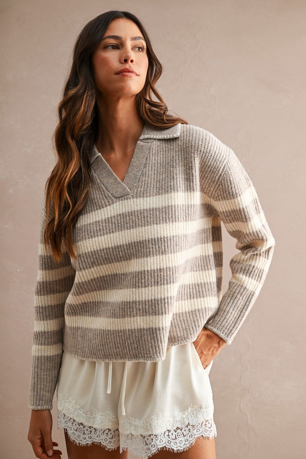 In The Secrets Stitch Detail Sweater - Light Taupe