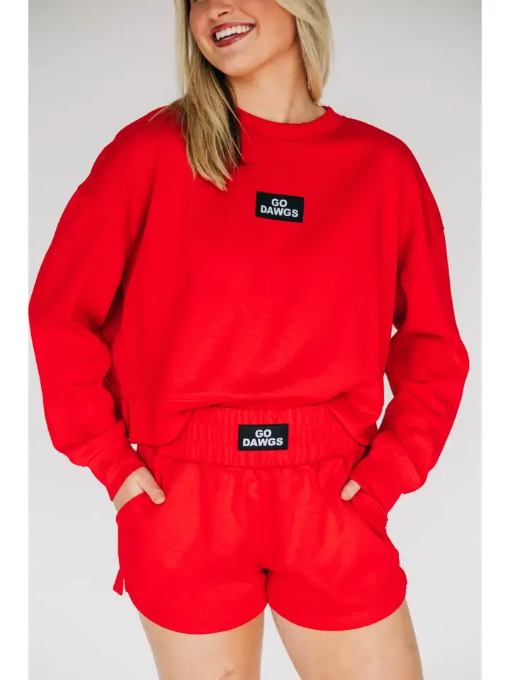 The Youth Ava Airy Crewneck Pullover - Go Dawgs Woven Label - Black