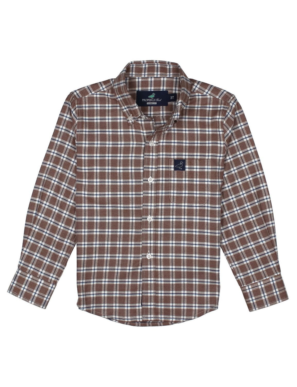 Classic Long Sleeve Button Down Flannel - Saddle