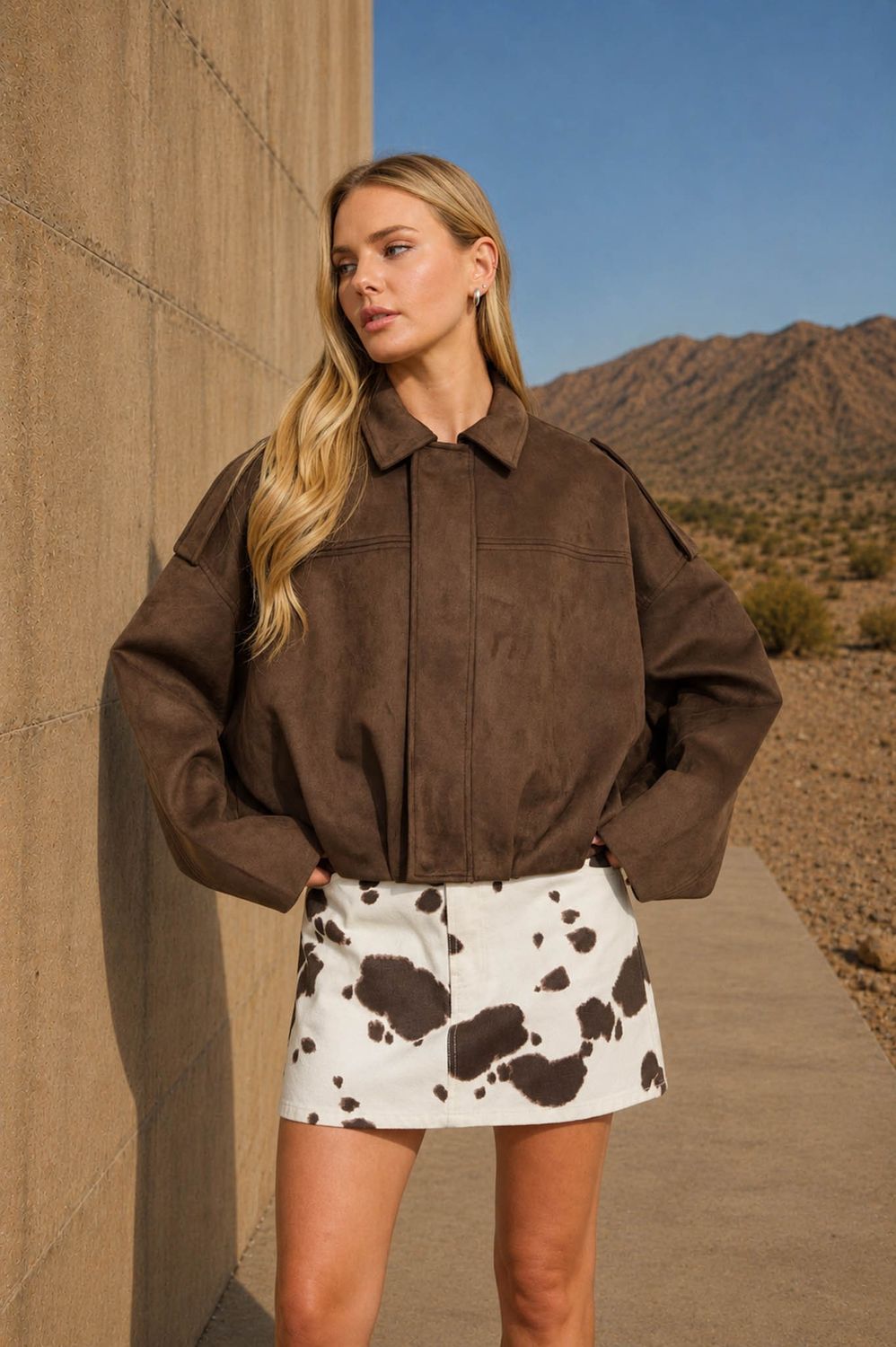 Favorite Place Zip Cropped Jacket - Dark Brown