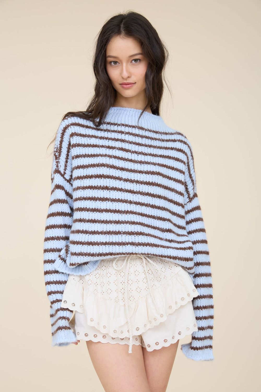 Don't Let Go Striped Sweater - Light Blue