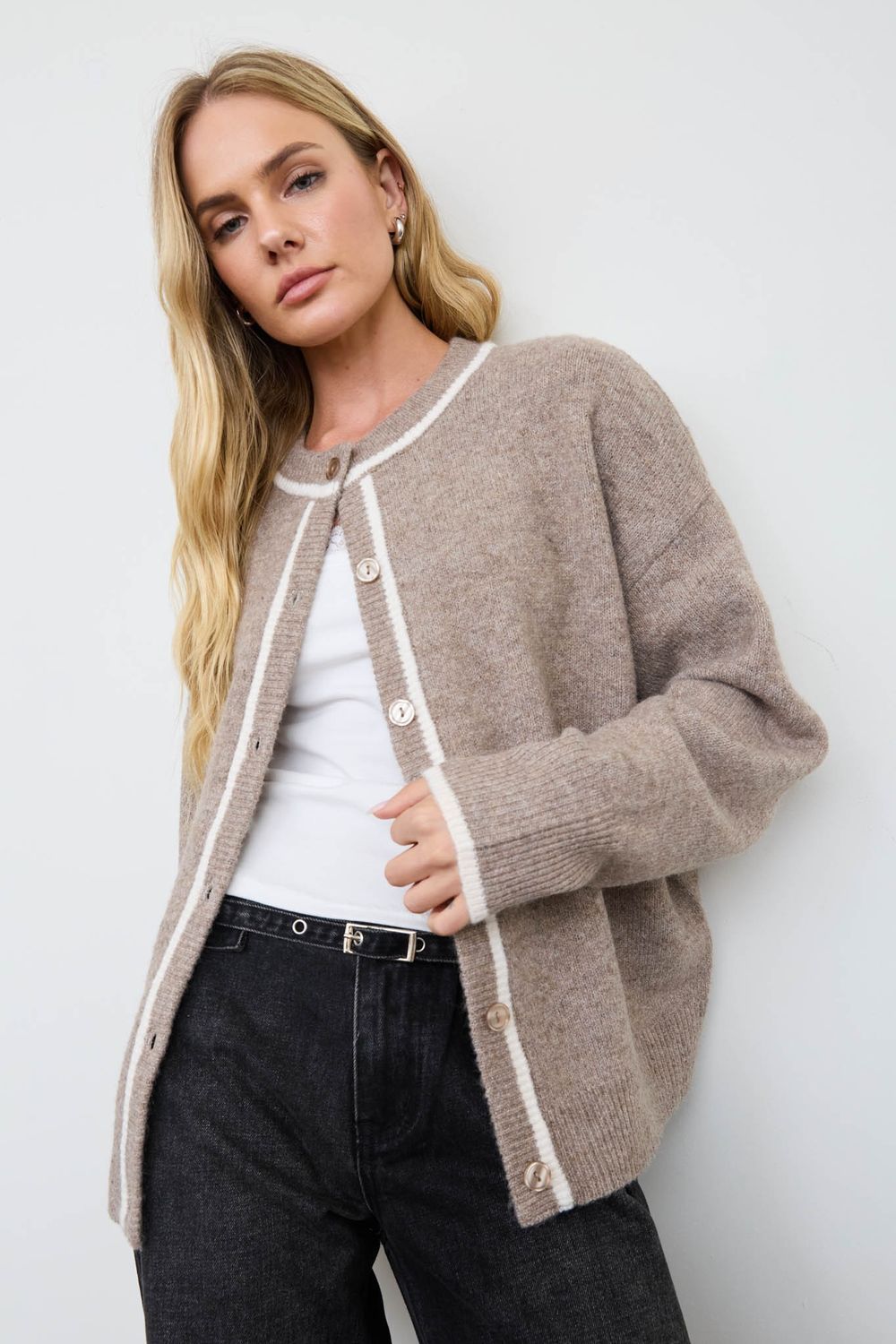 Fall Exclusive Fuzzy Cardigan - Taupe