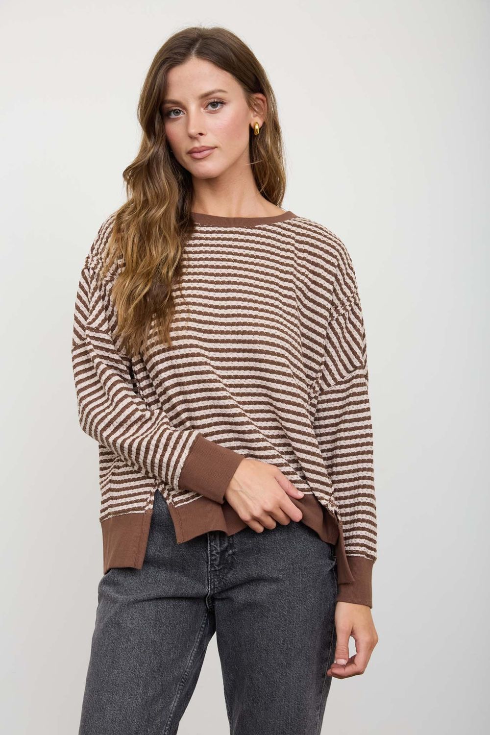 In The Cabin Striped Sweater - Brown