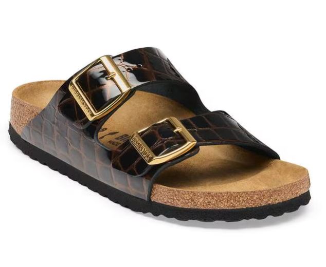 Arizona Leather Animal Black Emboss Sandal - Narrow