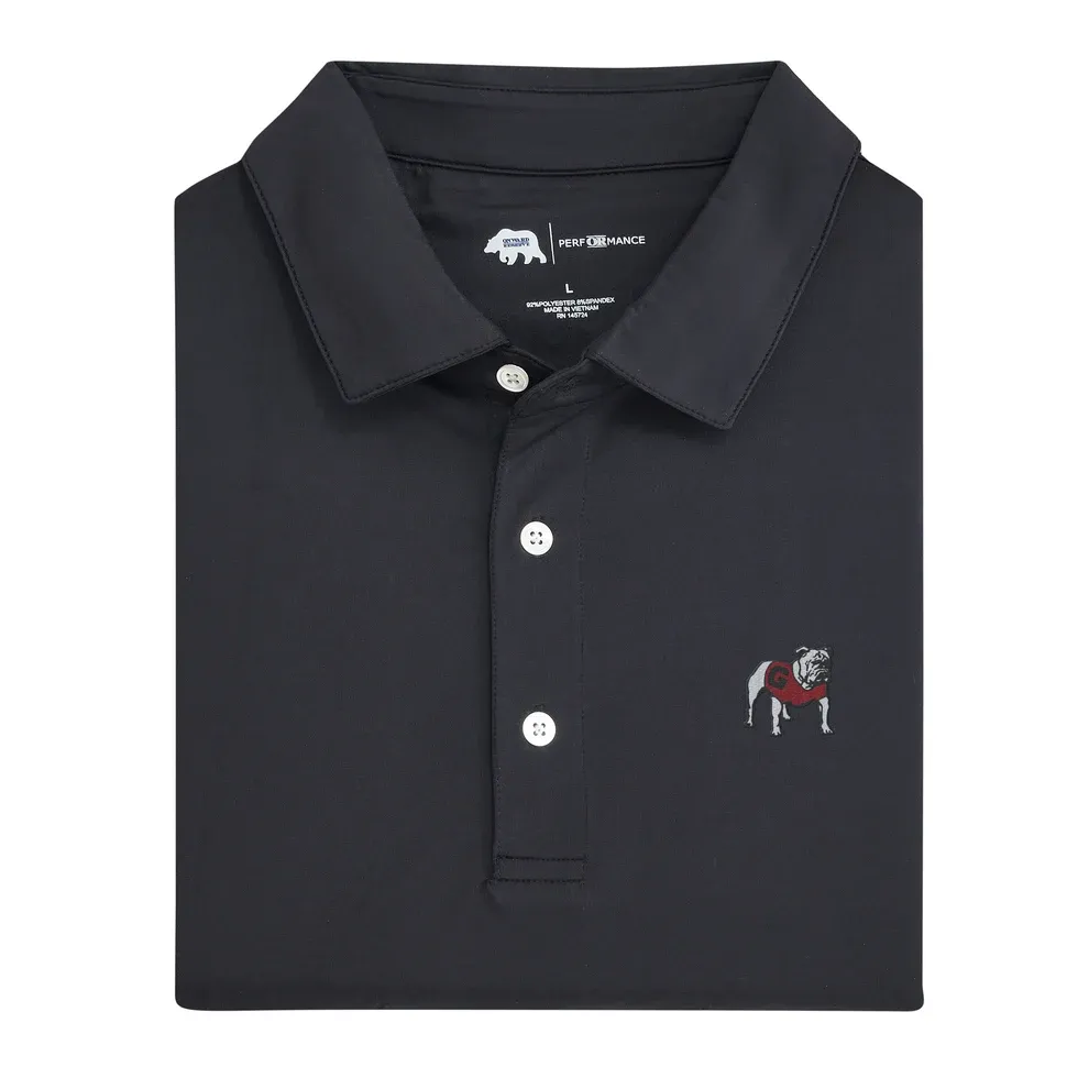 UGA Standing Bulldog Solid Performance  Polo - Black