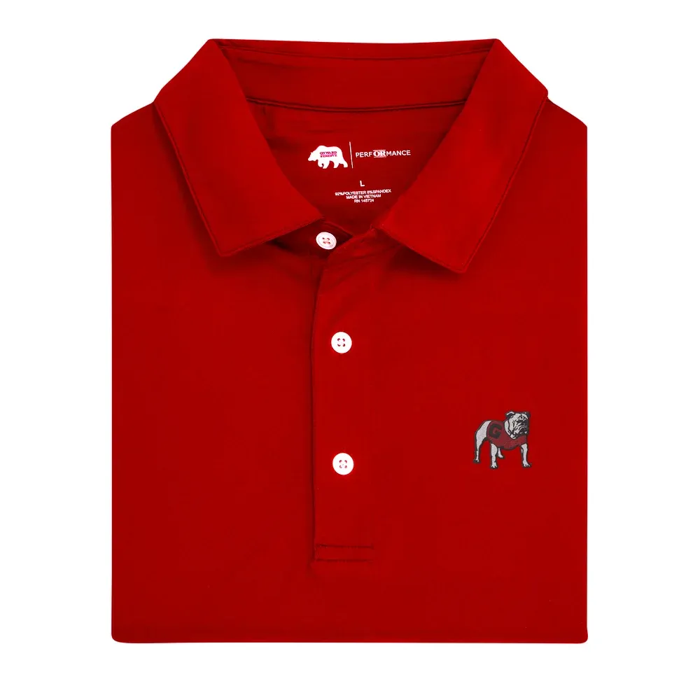 UGA Standing Bulldog Solid Performance  Polo - Red