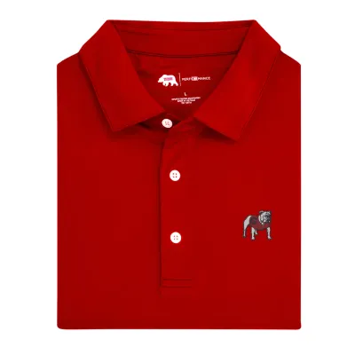 UGA Standing Bulldog Solid Performance  Polo - Red