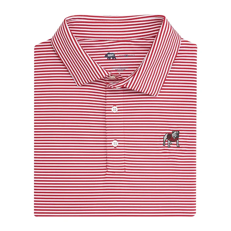 UGA Standing Bulldog Echo Stripe Performance Polo - Red