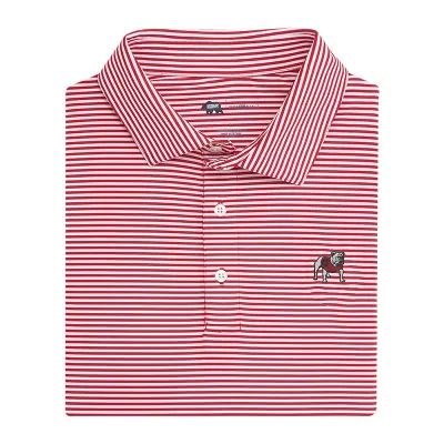 UGA Standing Bulldog Echo Stripe Performance Polo - Red