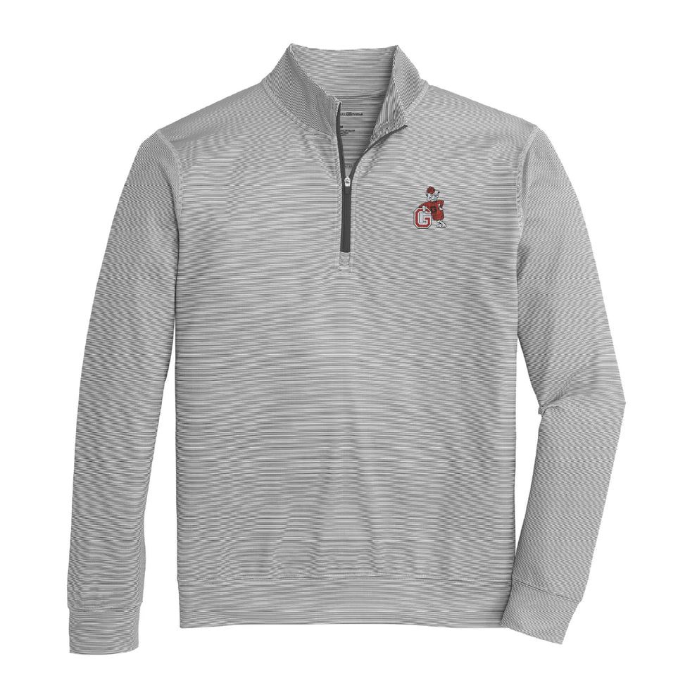 UGA Dawgs Vintage Script Hairline Stripe  Printed Performance 1/4 Zip