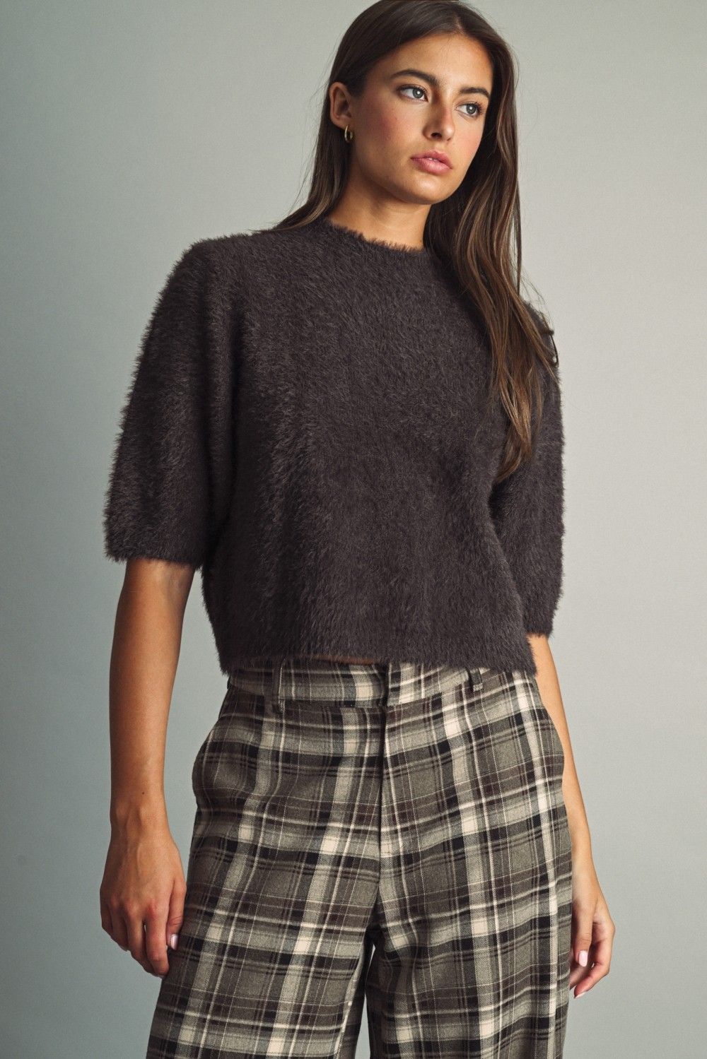 Fall Perfection Short Sleeve Sweater - Choco