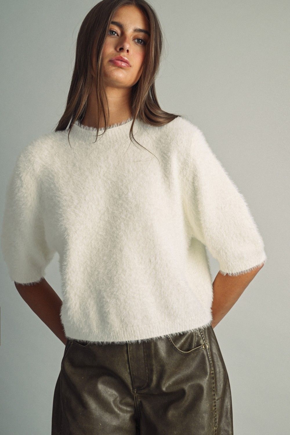 Fall Perfection Short Sleeve Sweater - Cream
