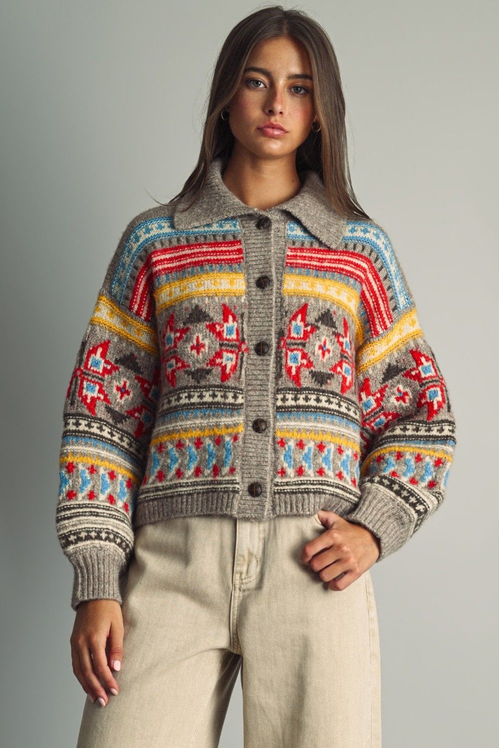 Cozy Love Patterned Cardigan - Multi