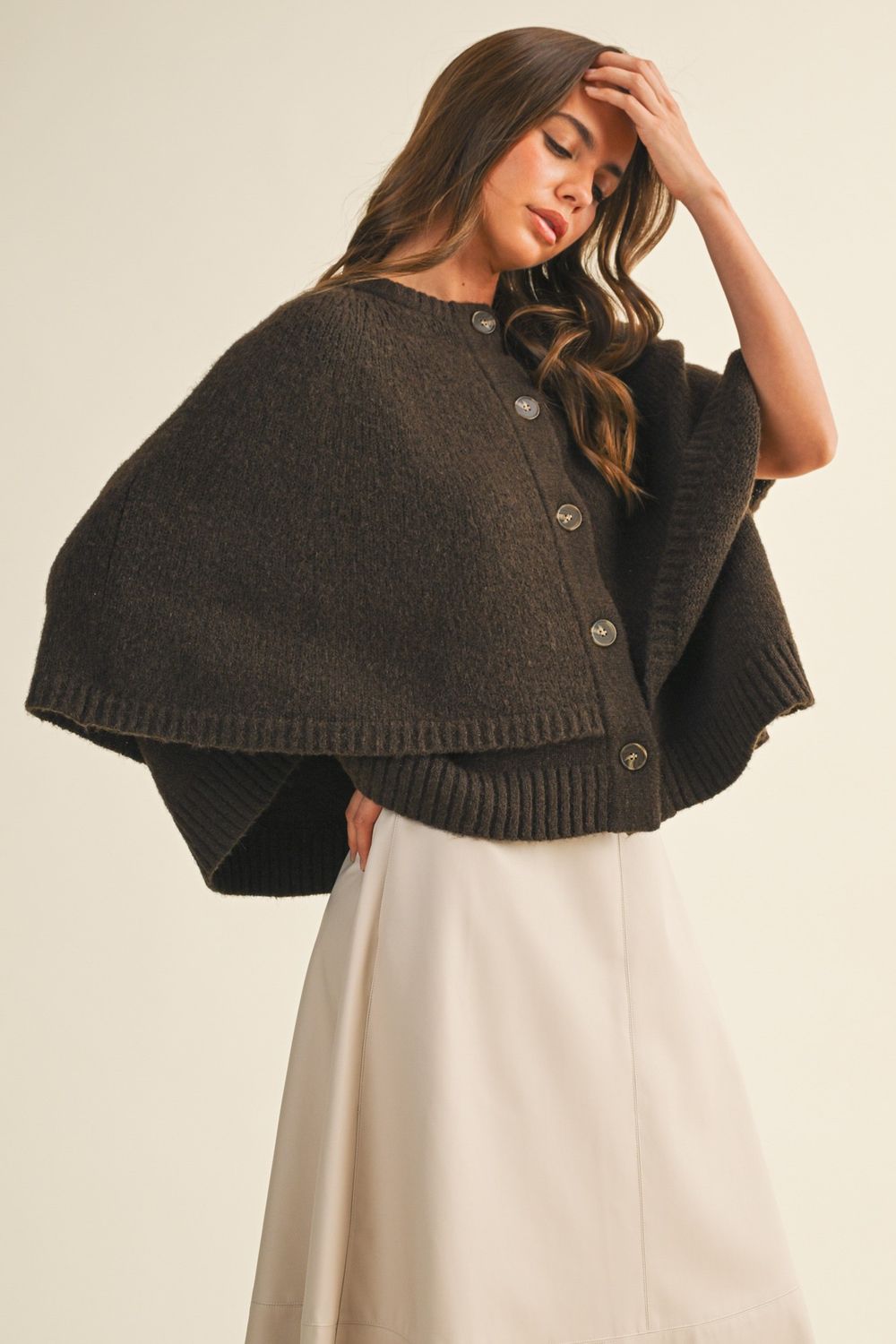 Chill In The Air Button Cardigan - Espresso