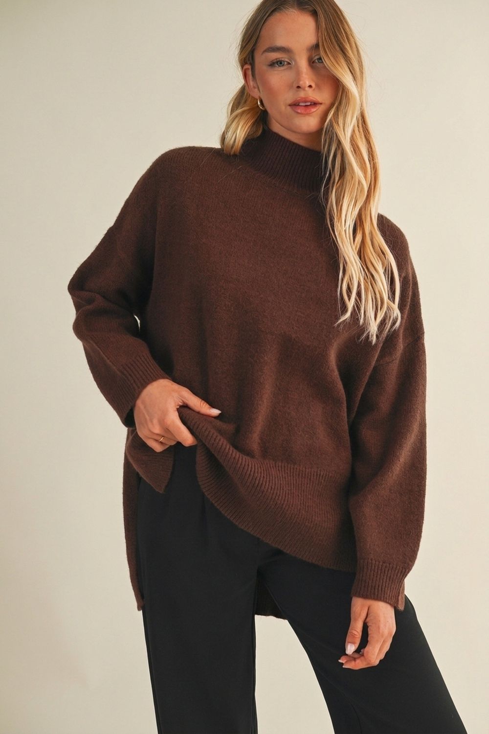 Crisp Air Turtleneck Sweater - Dark Chocolate