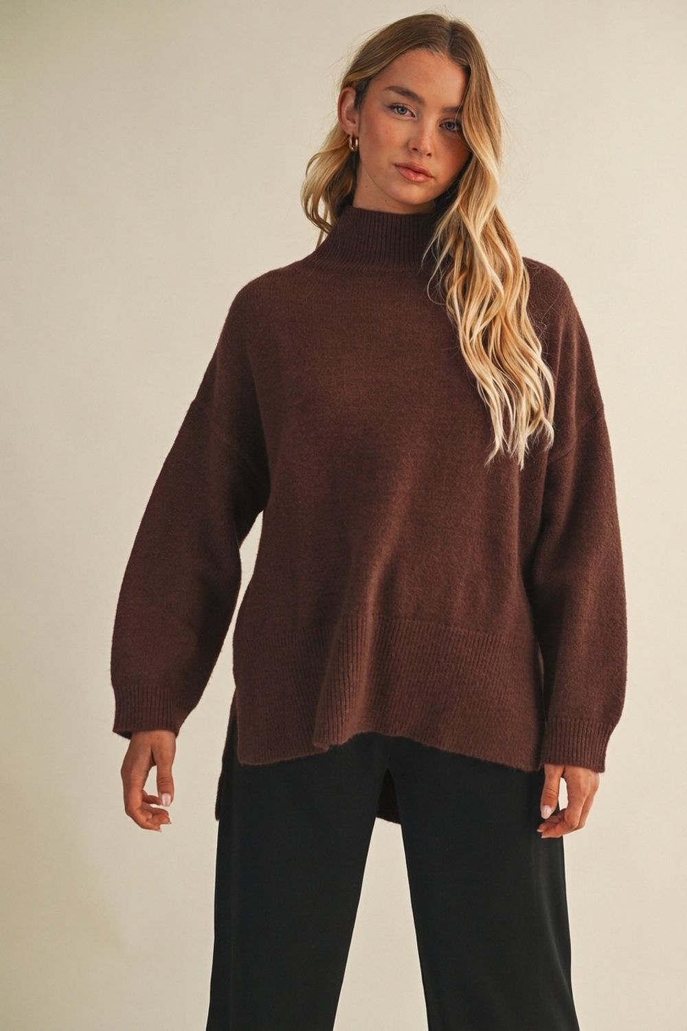Crisp Air Turtleneck Sweater - Dark Chocolate