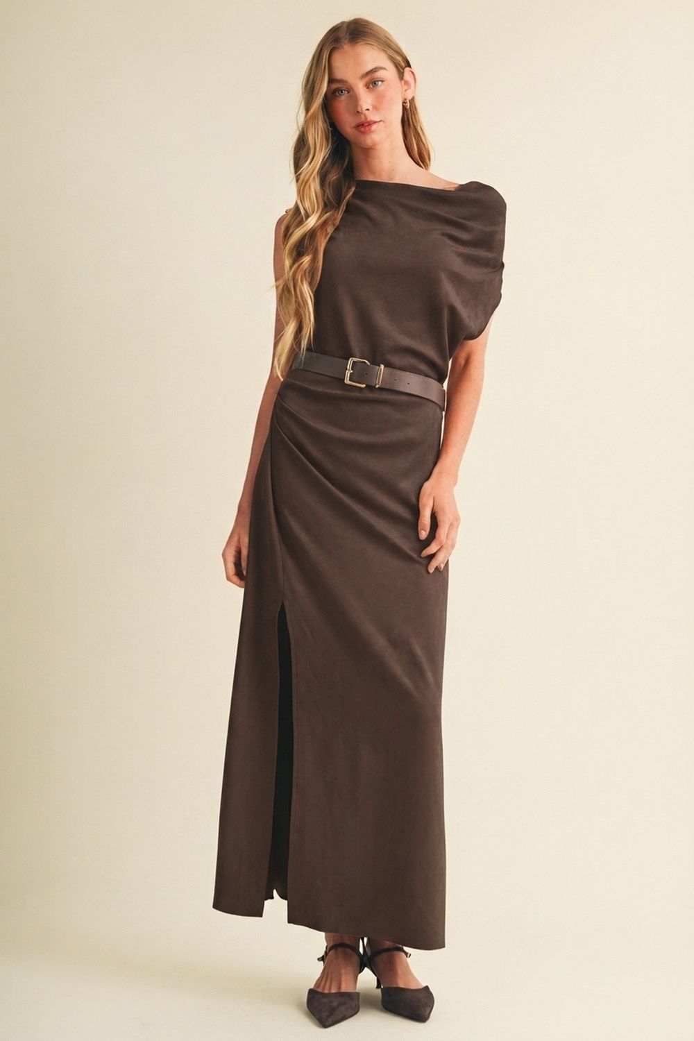 Appreciate You Suede Maxi Dress - Chocolate