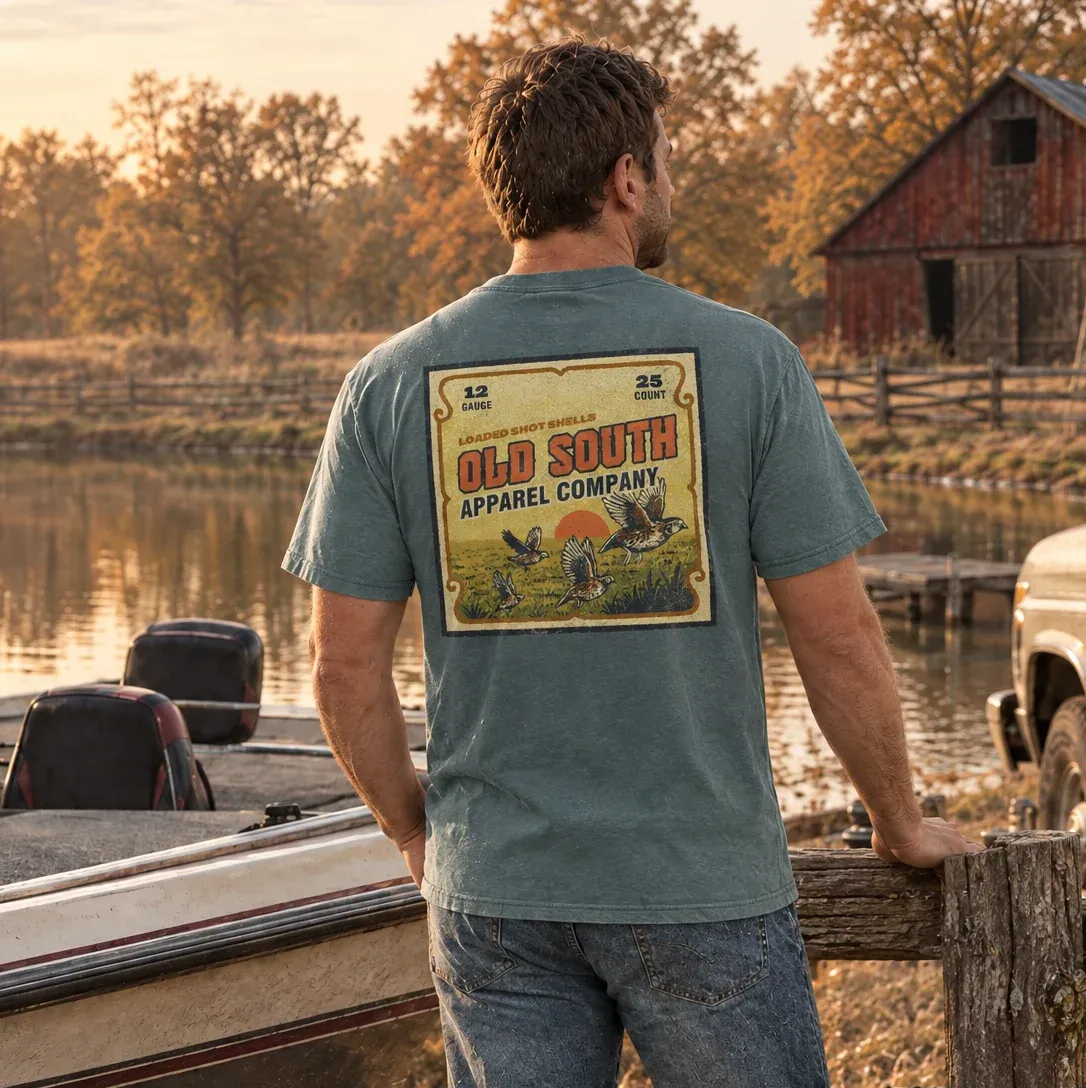 Vintage Shotgun Shell Box Short Sleeve T-Shirt - Blue Spruce