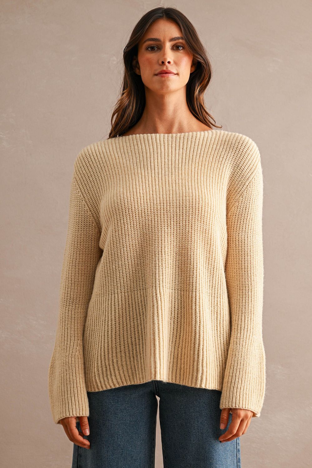 Sweet Moments Crop Shoulder Sweater - Taupe