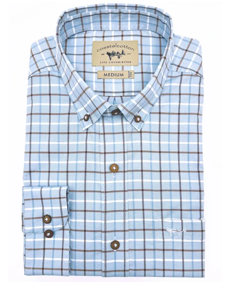 Sport Shirt Cotton Stretch Button Down Shirt - Bay Blue