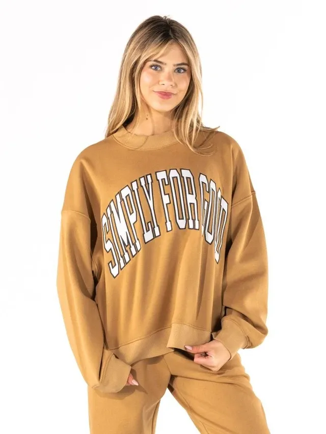 Simply For Good Pullover - Tan/White