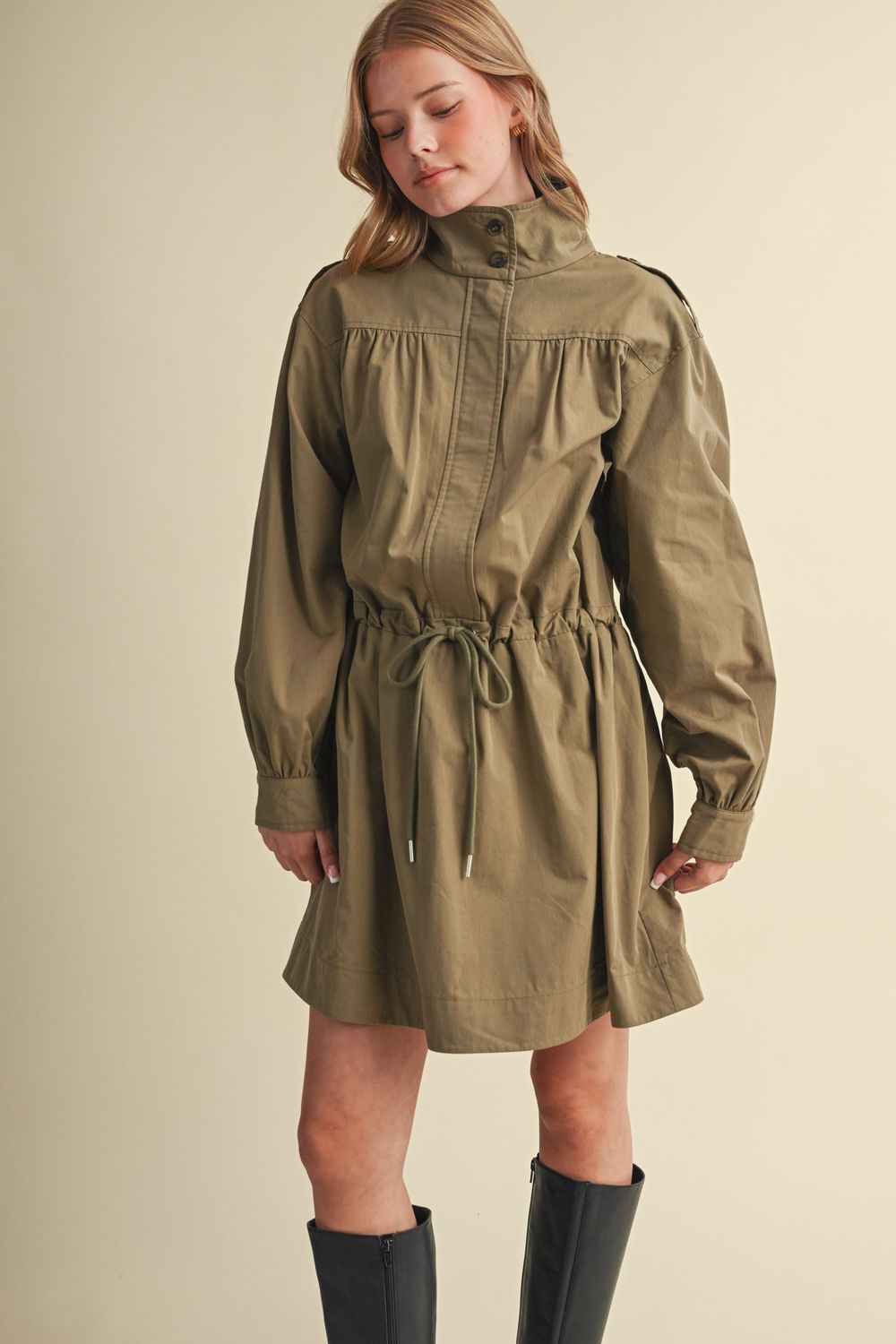Fell In Love Long Sleeve Mini Dress - Walnut Taupe