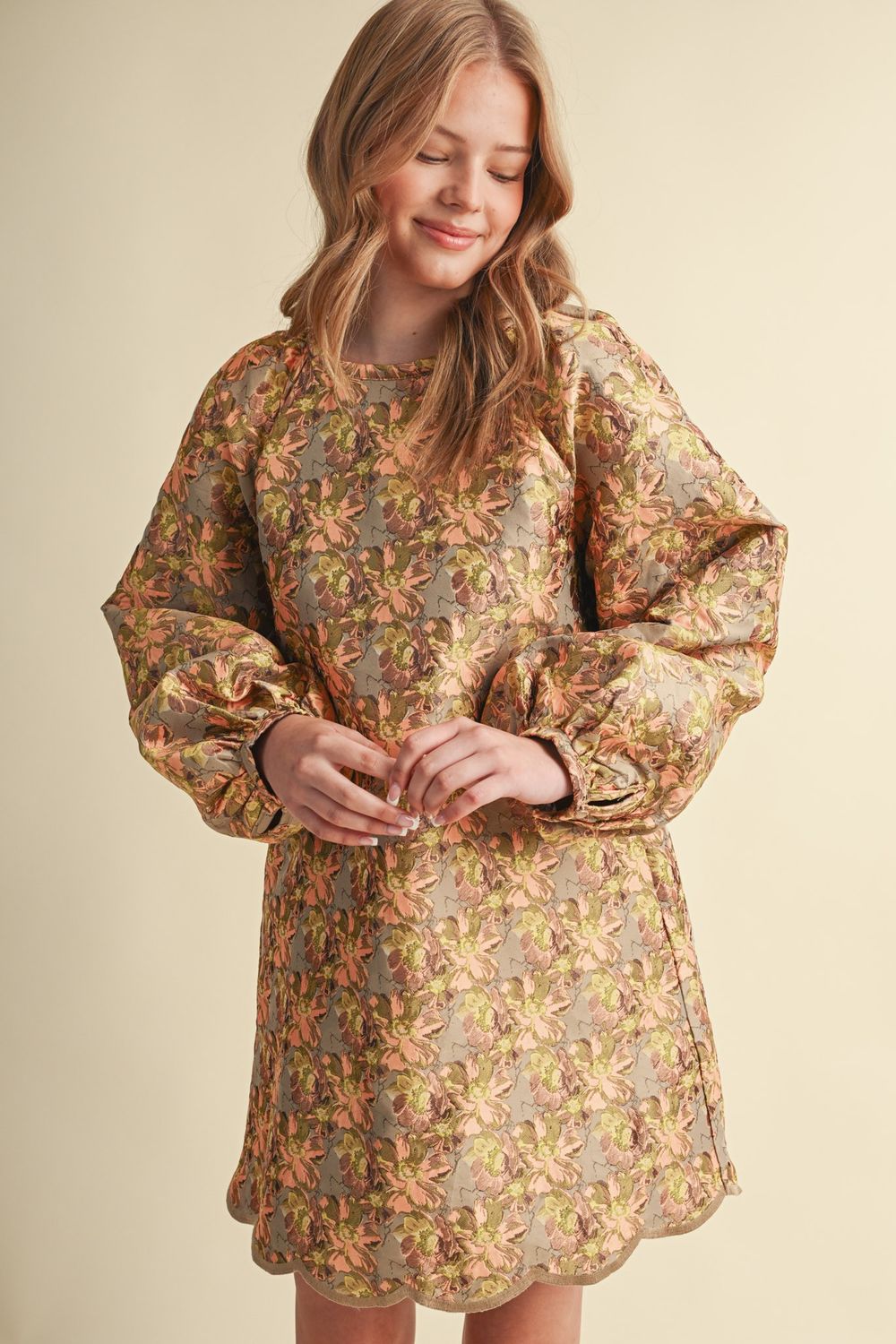 Over My Head Long Sleeve Mini Dress - Dusty Blush Bloom