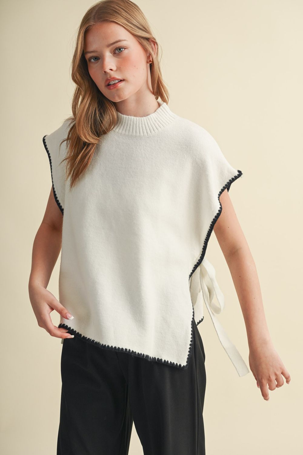 According To You Sweater Vest - Ivory Black