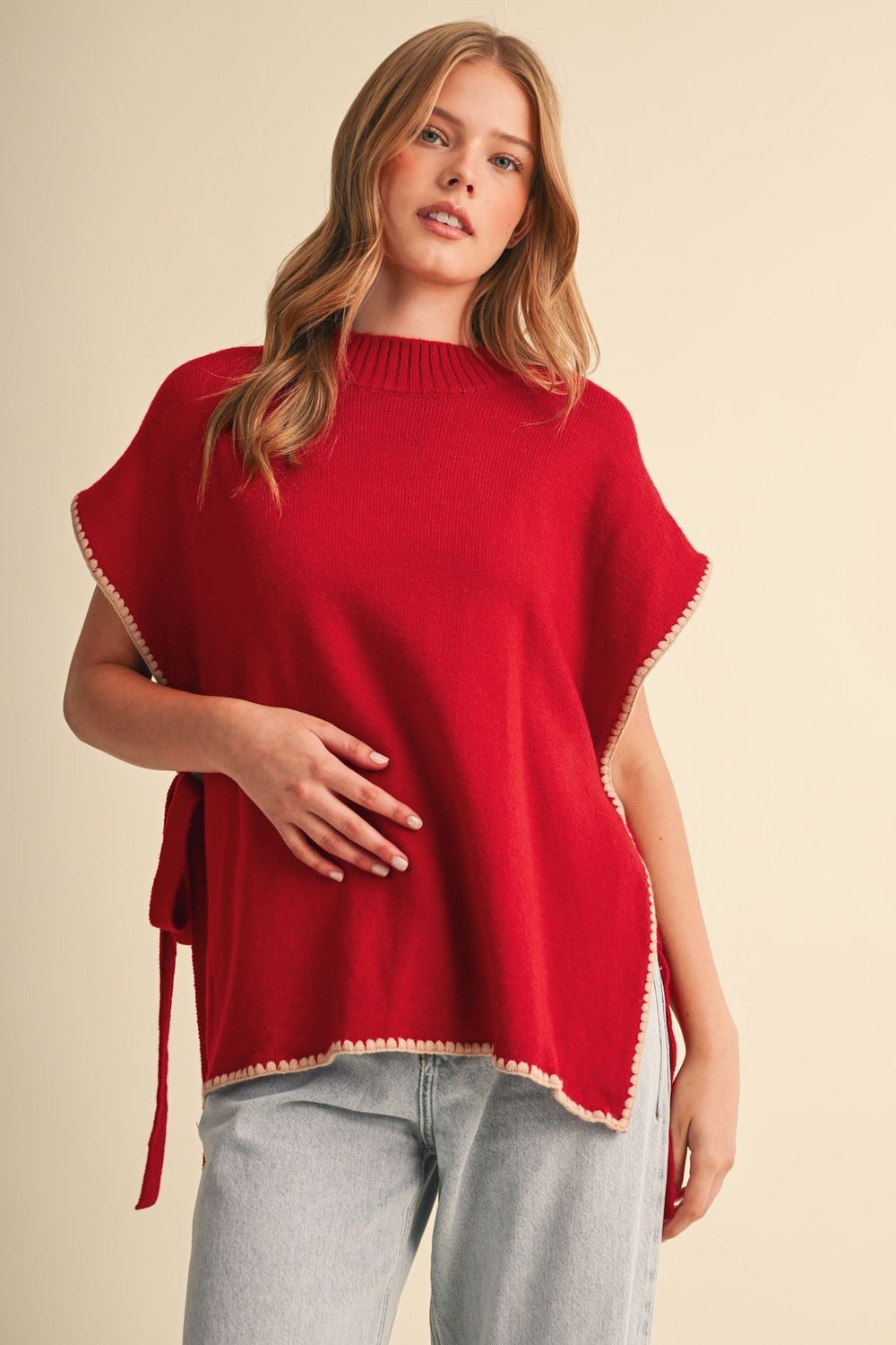 According To You Sweater Vest - Red Almond