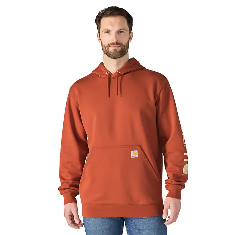 Men's Loose Fit Midweight Logo Sleeve Graphic Hoodie - Homestead Red