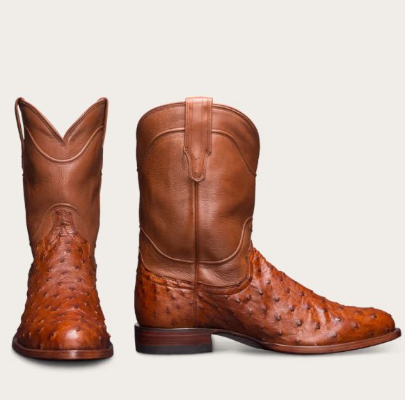 The Earl Round Toe Boot - Ostrich - Pecan