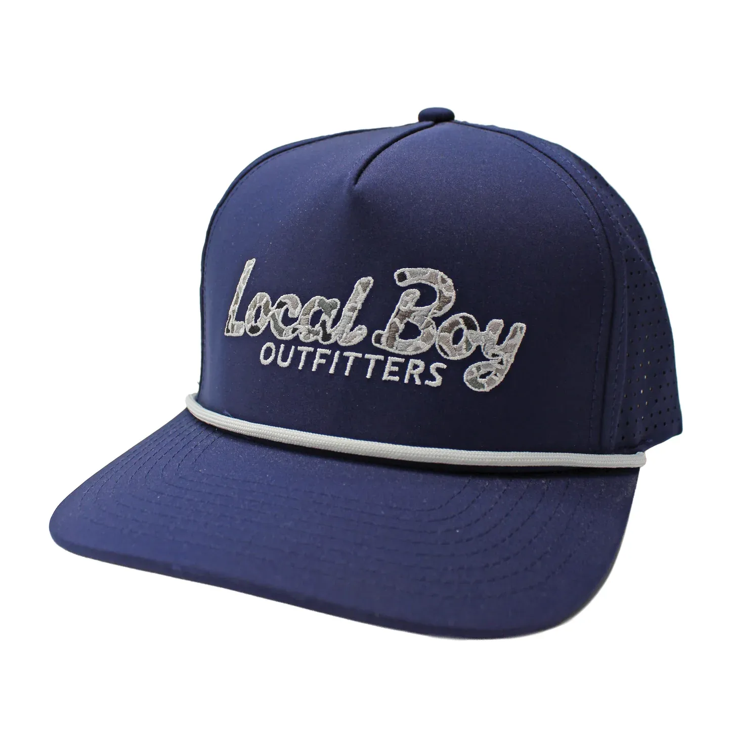 Youth Localflage Mark Script Perforated Rope Hat - Dark Navy