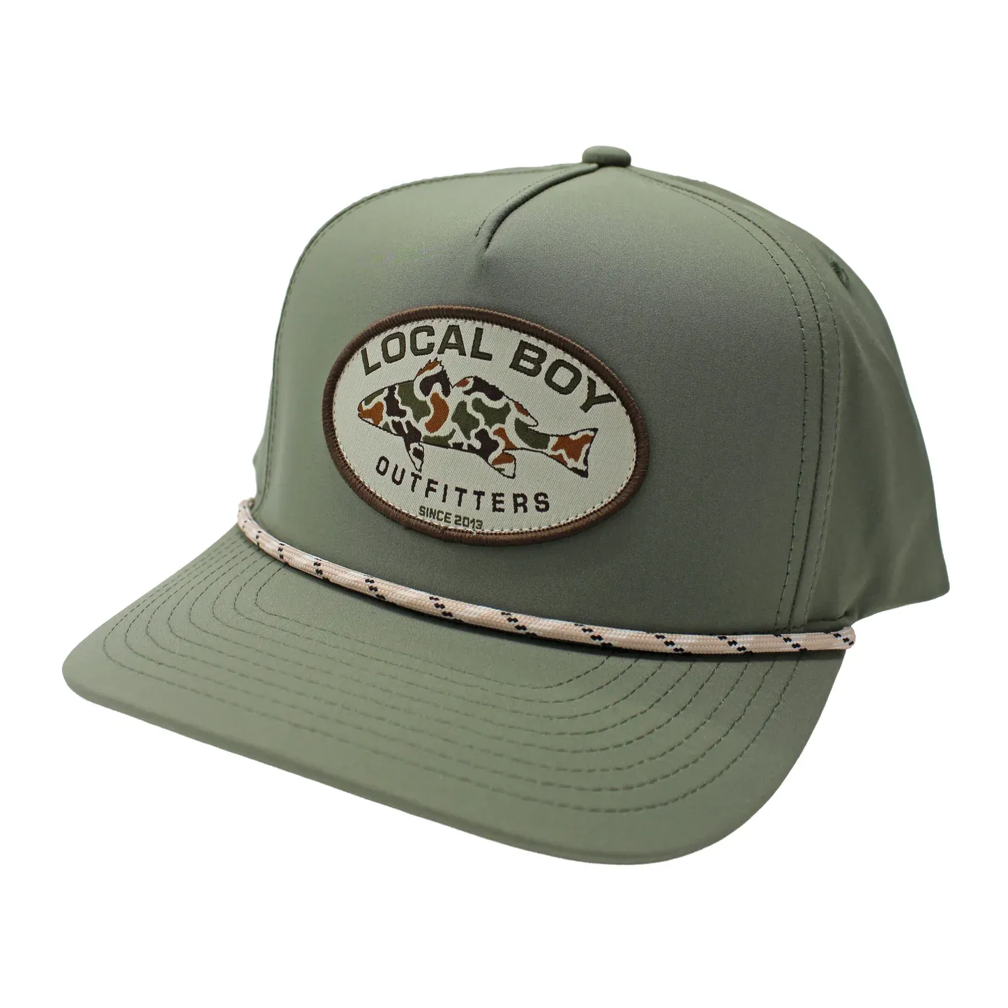 Youth Vintage Redfish Patch High Crown Rope Hat - Sage